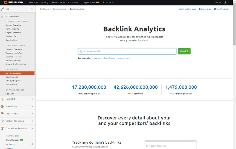 semrush Backlink Analytics