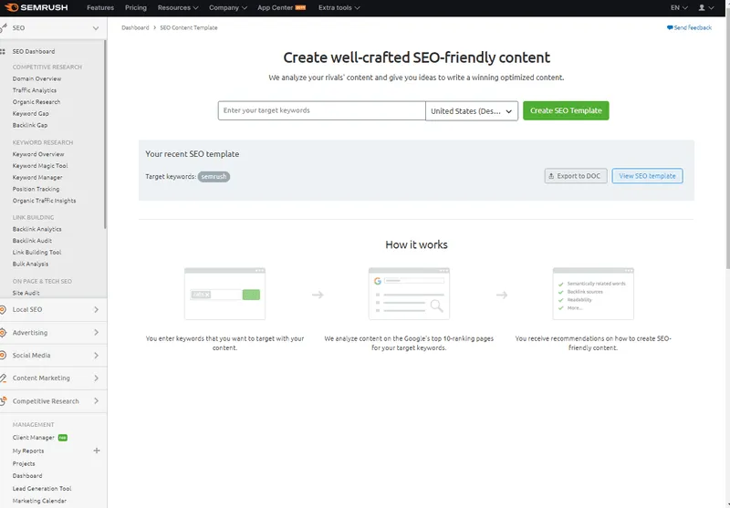 SEMrush SEO Content Template