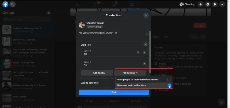 Poll Facebook